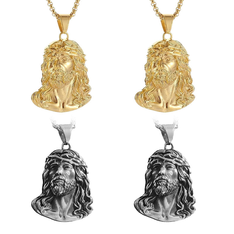 ✝️Sconto del 60%✨Collana con pendente a forma di testa di Gesù