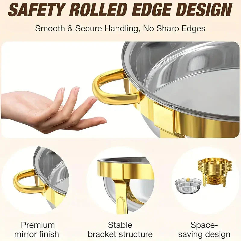 🔥 ORA SCONTO DEL 60%! 🎄 Set da buffet con scaldavivande in acciaio inossidabile - Calore uniforme e durevole, perfetto per feste e incontri festivi ✨