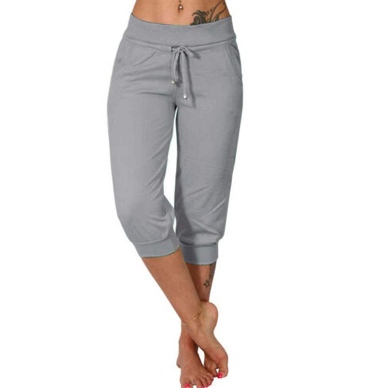 👖SCONTO DEL 60%! 🔥Pantaloni della tuta corti con coulisse in vita – Morbido poliestere, lunghezza capri e tasche laterali (6 colori, taglie dalla S alla 3XL) 👖🌸