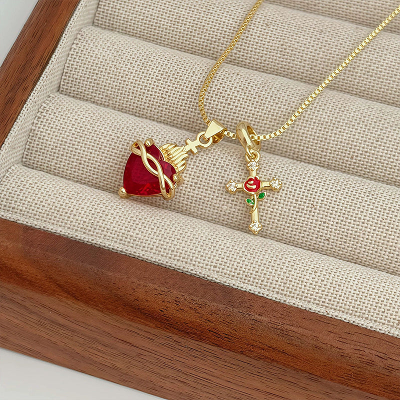 ✝️50% DI SCONTO✨ Ciondolo doppio Gold Faith | Catena regolabile · Artigianato raffinato · Eleganza sacra · Un regalo significativo