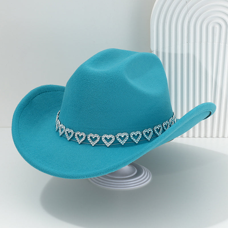 ๐ค SCONTO DEL 50%! ๐ Cappello da cowboy da donna con cuore in strass โ Elegante fedora in stile jazz francese โ Dettagli scintillanti, leggero e regolabile โ perfetto per festival, feste o per un look estivo chic ๐ถ