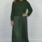 🔈🔈Offerta limitata - 60% di sconto🎉🎁Women's Solid Color Long Sleeve Jumper & Pleated Bottom Dress