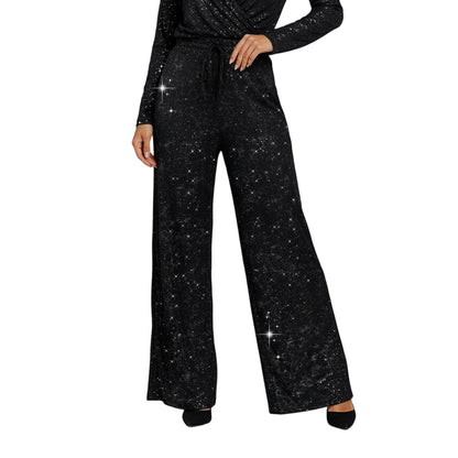 💖ULTIMO GIORNO DI SALDI - 60% DI SCONTO🥰Pantaloni da donna a gamba larga con paillettes e elastico in vita