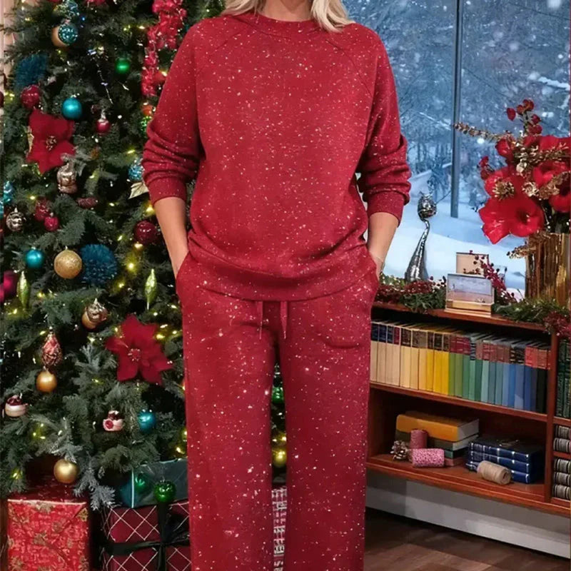 ⏳Offerta dell'ultimo giorno - 60% DI SCONTO⏰Completo da donna con maglione e pantaloni glitterati, 2 pezzi👚👖