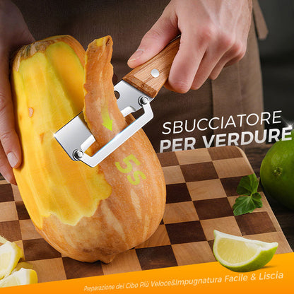 Pelapatate in acciaio inox 🔪✨ Lama affilata con precisione, sottilissima, ampia apertura curva, risparmia tempo e fatica, apribottiglie 2 in 1 🍾