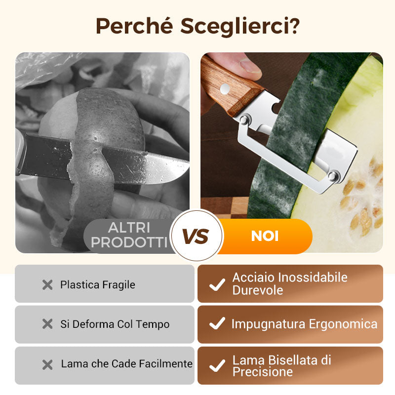 Pelapatate in acciaio inox 🔪✨ Lama affilata con precisione, sottilissima, ampia apertura curva, risparmia tempo e fatica, apribottiglie 2 in 1 🍾