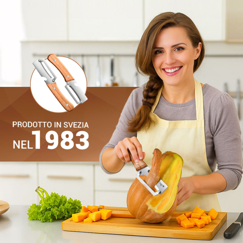 Pelapatate in acciaio inox 🔪✨ Lama affilata con precisione, sottilissima, ampia apertura curva, risparmia tempo e fatica, apribottiglie 2 in 1 🍾