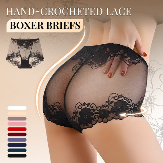 🌸60% di sconto🧶 Boxer da donna con vita alta in pizzo lavorato a mano all'uncinetto: traspiranti, in stile vintage e comodi da indossare 🌸