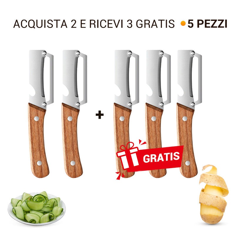 Pelapatate in acciaio inox 🔪✨ Lama affilata con precisione, sottilissima, ampia apertura curva, risparmia tempo e fatica, apribottiglie 2 in 1 🍾