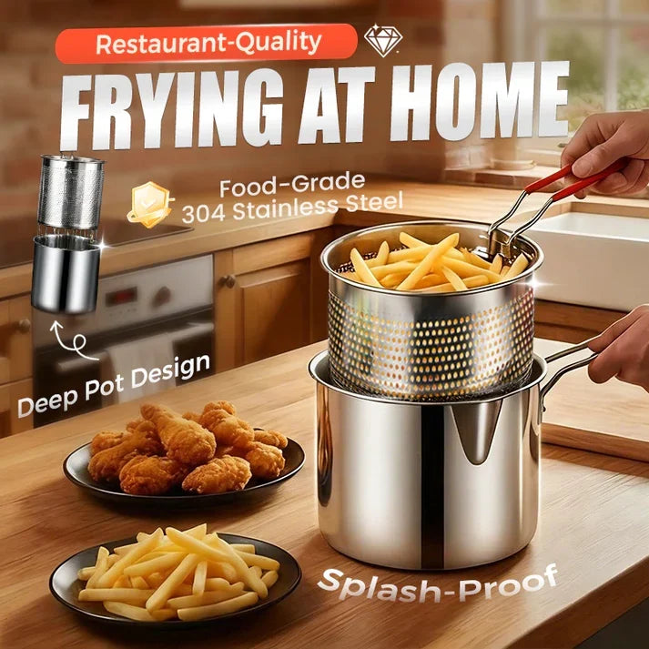 🔥 OFFERTA SPECIALE: 50% DI SCONTO! 🍳 Friggitrice multifunzione in acciaio inossidabile 304 – Friggi, rosola, lessa e stufa tutto in un unico recipiente ✨