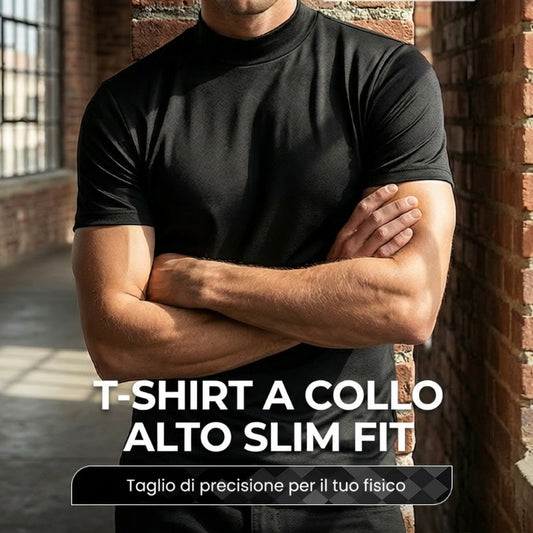 🔈🔈2026 Saldi - 60% DI SCONTO🎁T-shirt slim fit con collo alto da uomo