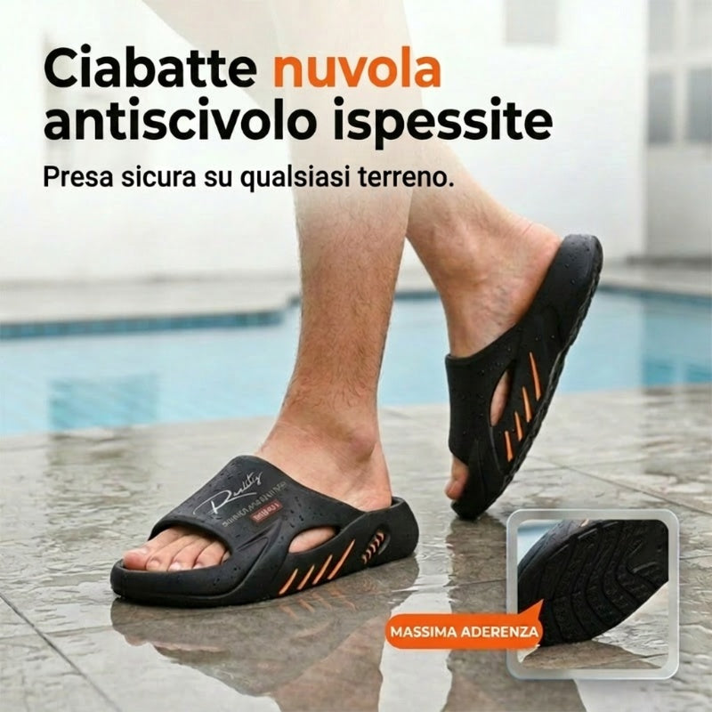 ☁️🦶 Pantofole in memory foam | Supporto per l'arco plantare, antiscivolo, adatte all'uso su superfici asciutte e bagnate, facili da indossare e togliere, eleganti e versatili