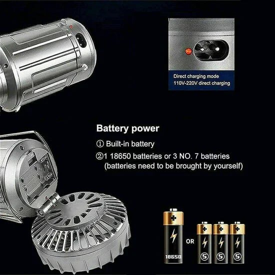 🔈🔈SCONTO DEL 60%🔥Ventilatore elettrico portatile allungabile con batteria al litio solare + luce di emergenza