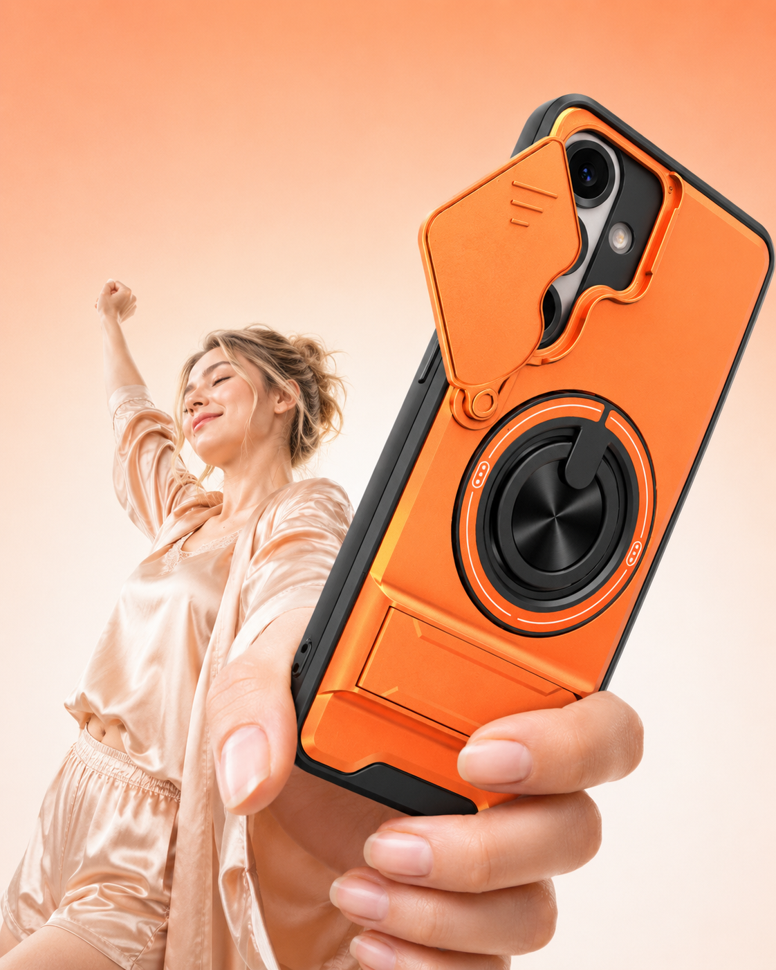 📱 OFFERTA A TEMPO LIMITATO: SCONTO DEL 50%! ✨ Custodia per cellulare Samsung – protezione estraibile per la fotocamera, anello girevole e attacco magnetico, protezione e stile perfetti 🔄