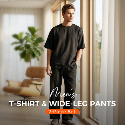 🔥 SCONTO DEL 50%! 🔥 Set da 2 pezzi composto da maglietta e pantaloni a zampa per uomo