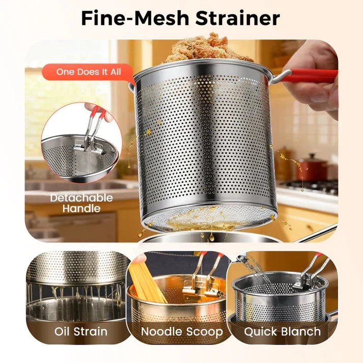🔥 OFFERTA SPECIALE: 50% DI SCONTO! 🍳 Friggitrice multifunzione in acciaio inossidabile 304 – Friggi, rosola, lessa e stufa tutto in un unico recipiente ✨