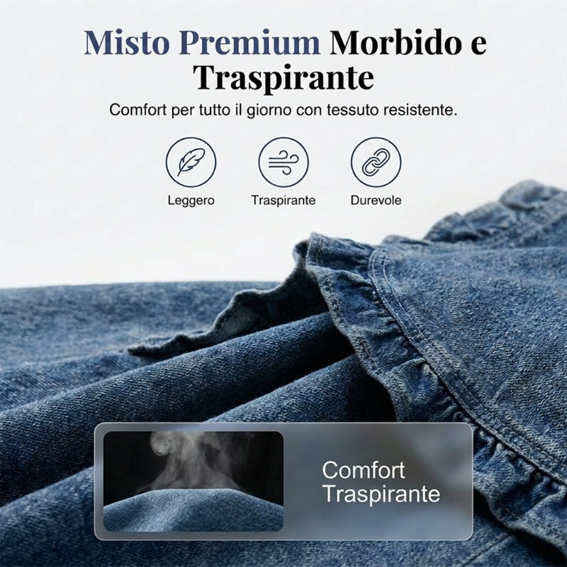 🧥 SCONTO DEL 50%!! 🌸 Giacca in denim da donna con volant e apertura frontale – Leggera e femminile – Versatile ed elegante 👗