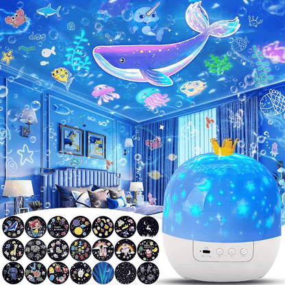 🎃👻PROMOZIONE ULTIMO GIORNO - 55% DI SCONTO💜Proiettore notturno per bambini con 15 set di pellicole🔋Ricarica Type-C