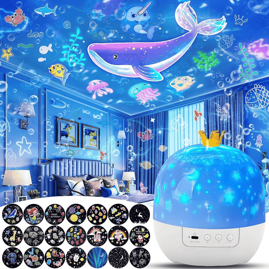 🎃👻PROMOZIONE ULTIMO GIORNO - 55% DI SCONTO💜Proiettore notturno per bambini con 15 set di pellicole🔋Ricarica Type-C