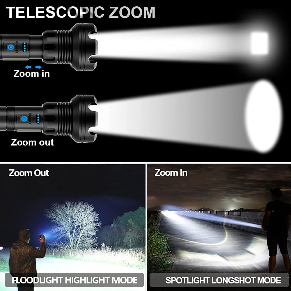 🔦 SCONTO DEL 60%! 🎉 Torcia ricaricabile da 90000 lumen: luminosità estrema, impermeabile e batteria a lunga durata 📦