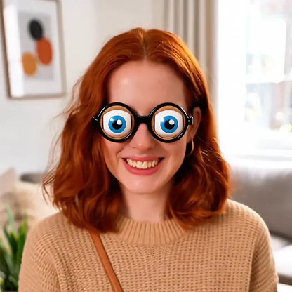 👀 Occhiali per esercizi oculari con cordicella | 🎉 Feste di compleanno/giochi di ruolo/feste a tema – La cordicella sotto il mento controlla il battito delle palpebre, per far ridere a crepapelle tutti i presenti