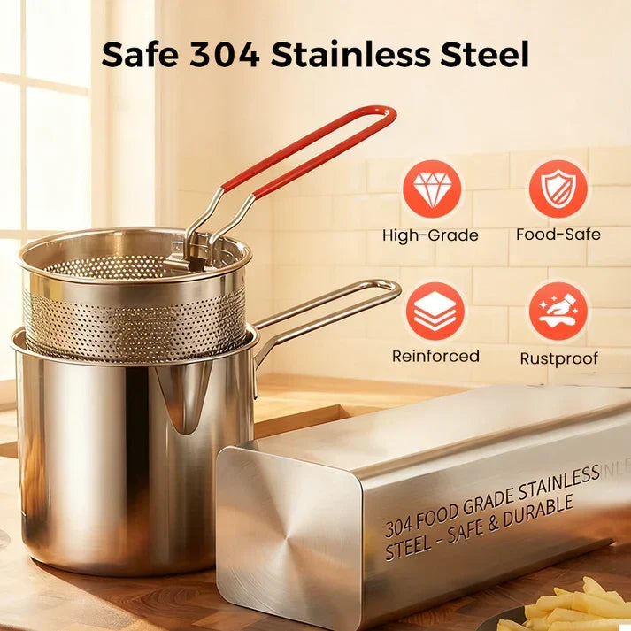 🔥 OFFERTA SPECIALE: 50% DI SCONTO! 🍳 Friggitrice multifunzione in acciaio inossidabile 304 – Friggi, rosola, lessa e stufa tutto in un unico recipiente ✨