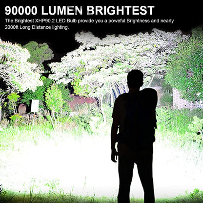 🔦 SCONTO DEL 60%! 🎉 Torcia ricaricabile da 90000 lumen: luminosità estrema, impermeabile e batteria a lunga durata 📦