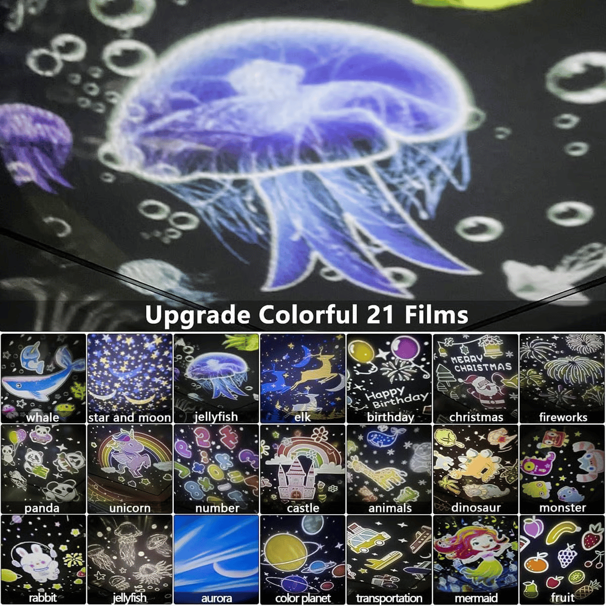 🎃👻PROMOZIONE ULTIMO GIORNO - 55% DI SCONTO💜Proiettore notturno per bambini con 15 set di pellicole🔋Ricarica Type-C