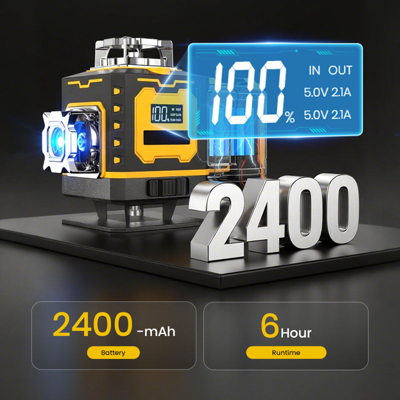 Livella laser ad alta tecnologia ⚡ Raggio a frequenza variabile senza dispersione 🎯 Regolazione tramite touchscreen per linee più spesse, funzionamento a distanza, schermo luminoso: un accessorio indispensabile in cantiere 🛠️