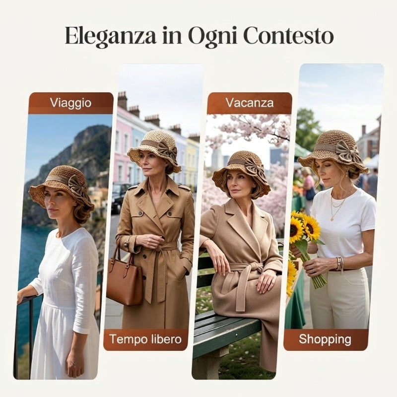 Cappello di paglia in stile francese con fiocco 👒 — Design intrecciato traspirante, ampia falda ondulata, protezione solare ed effetto snellente per il viso. Vestibilità regolabile (non vola via!), pieghevole e compatto 🌊