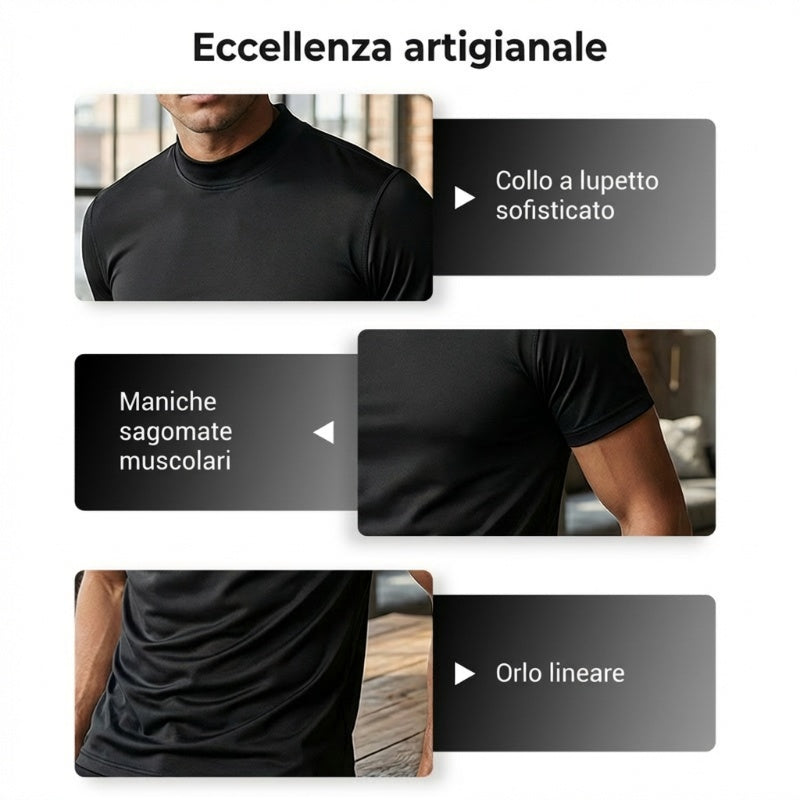 🔈🔈2026 Saldi - 60% DI SCONTO🎁T-shirt slim fit con collo alto da uomo