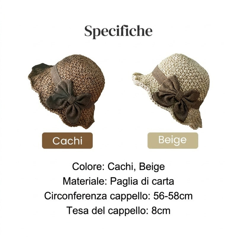 Cappello di paglia in stile francese con fiocco 👒 — Design intrecciato traspirante, ampia falda ondulata, protezione solare ed effetto snellente per il viso. Vestibilità regolabile (non vola via!), pieghevole e compatto 🌊