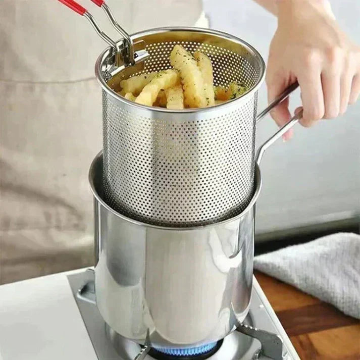 🔥 OFFERTA SPECIALE: 50% DI SCONTO! 🍳 Friggitrice multifunzione in acciaio inossidabile 304 – Friggi, rosola, lessa e stufa tutto in un unico recipiente ✨