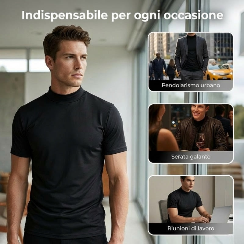 🔈🔈2026 Saldi - 60% DI SCONTO🎁T-shirt slim fit con collo alto da uomo