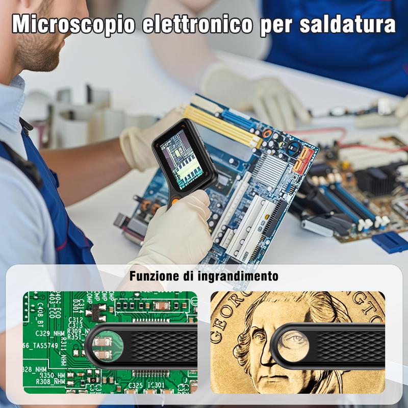 Microscopio Portatile 🔬 — Schermo IPS da 3 pollici, Autofocus 500x, 8 LED regolabili, Acquisizione Foto e Video, Connettività PC — Esplora e cattura liberamente il mondo microscopico! 📸