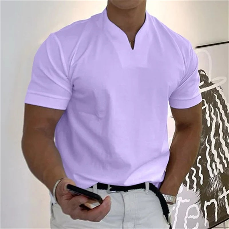 👕SCONTO DEL 60% ORA! 💎 T-shirt da uomo a maniche corte con scollo a V, stile business, in misto cotone traspirante, vestibilità classica e disponibile fino alla taglia 5XL ✨