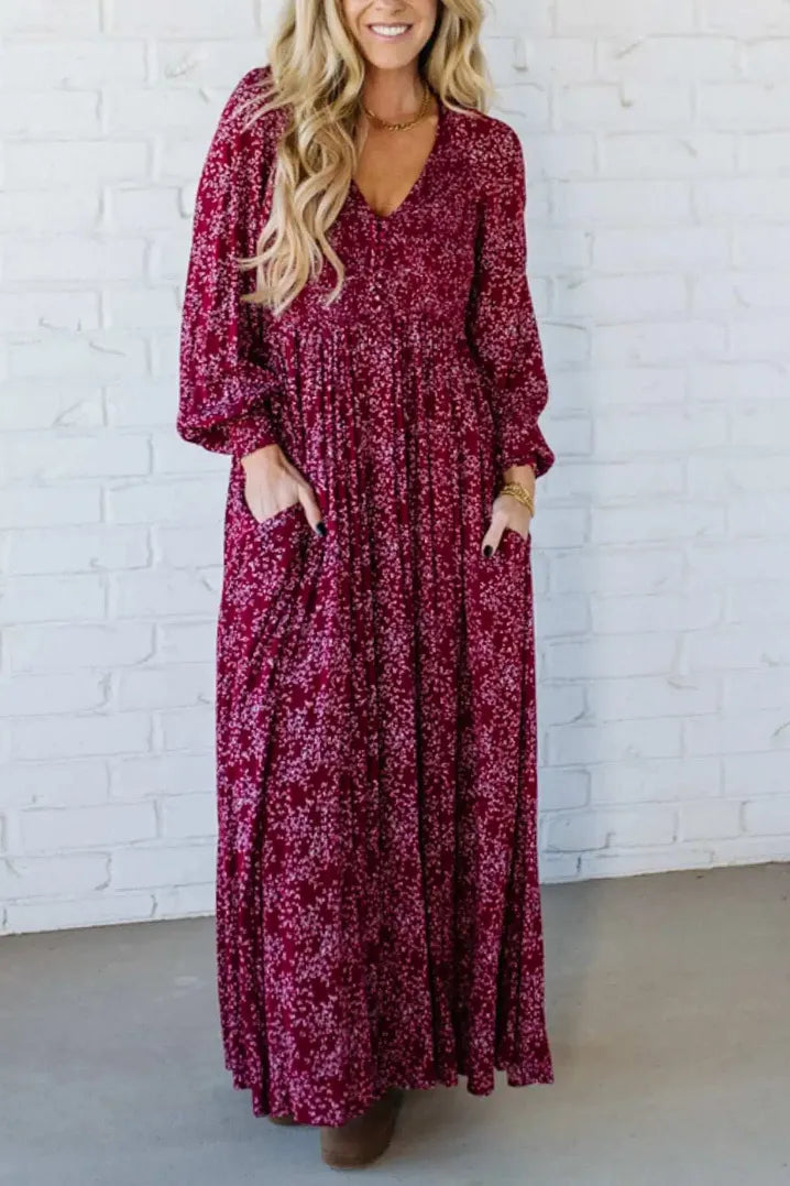 🌺60% DI SCONTO ORA! ✨ Abito lungo da donna in rayon floreale con fodera in vita e arricciatura – Vestibilità perfetta, tessuto leggero ed elegante stile boho 💃