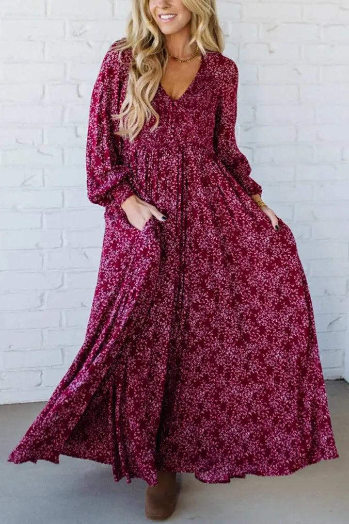 🌺60% DI SCONTO ORA! ✨ Abito lungo da donna in rayon floreale con fodera in vita e arricciatura – Vestibilità perfetta, tessuto leggero ed elegante stile boho 💃