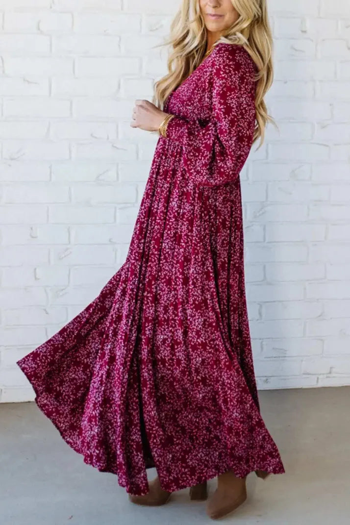 🌺60% DI SCONTO ORA! ✨ Abito lungo da donna in rayon floreale con fodera in vita e arricciatura – Vestibilità perfetta, tessuto leggero ed elegante stile boho 💃
