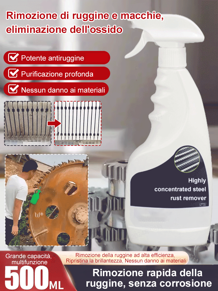 ✨60% DI SCONTO🔩Rimuovi ruggine altamente concentrato: efficace su acciaio/ferro, ad azione rapida e delicato sulle superfici metalliche✨