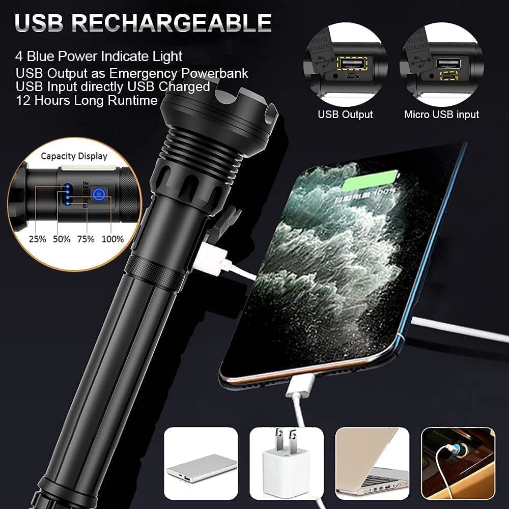 🔦 SCONTO DEL 60%! 🎉 Torcia ricaricabile da 90000 lumen: luminosità estrema, impermeabile e batteria a lunga durata 📦