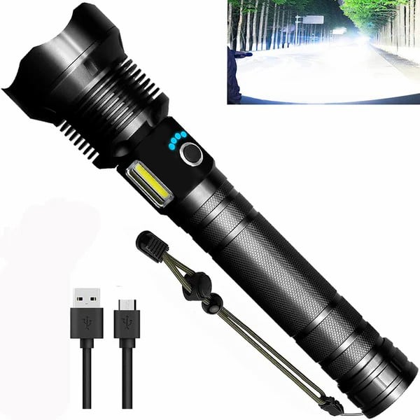 🔦 SCONTO DEL 60%! 🎉 Torcia ricaricabile da 90000 lumen: luminosità estrema, impermeabile e batteria a lunga durata 📦