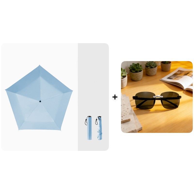 ☂️ Ombrello parasole ultraleggero in fibra di carbonio | 🚶 Per gli spostamenti quotidiani, i viaggi e le attività all’aperto – 103 g, chiuso 20 cm | UPF 50+, blocca il 99,9% dei raggi UV | Isolamento termico e raffreddamento