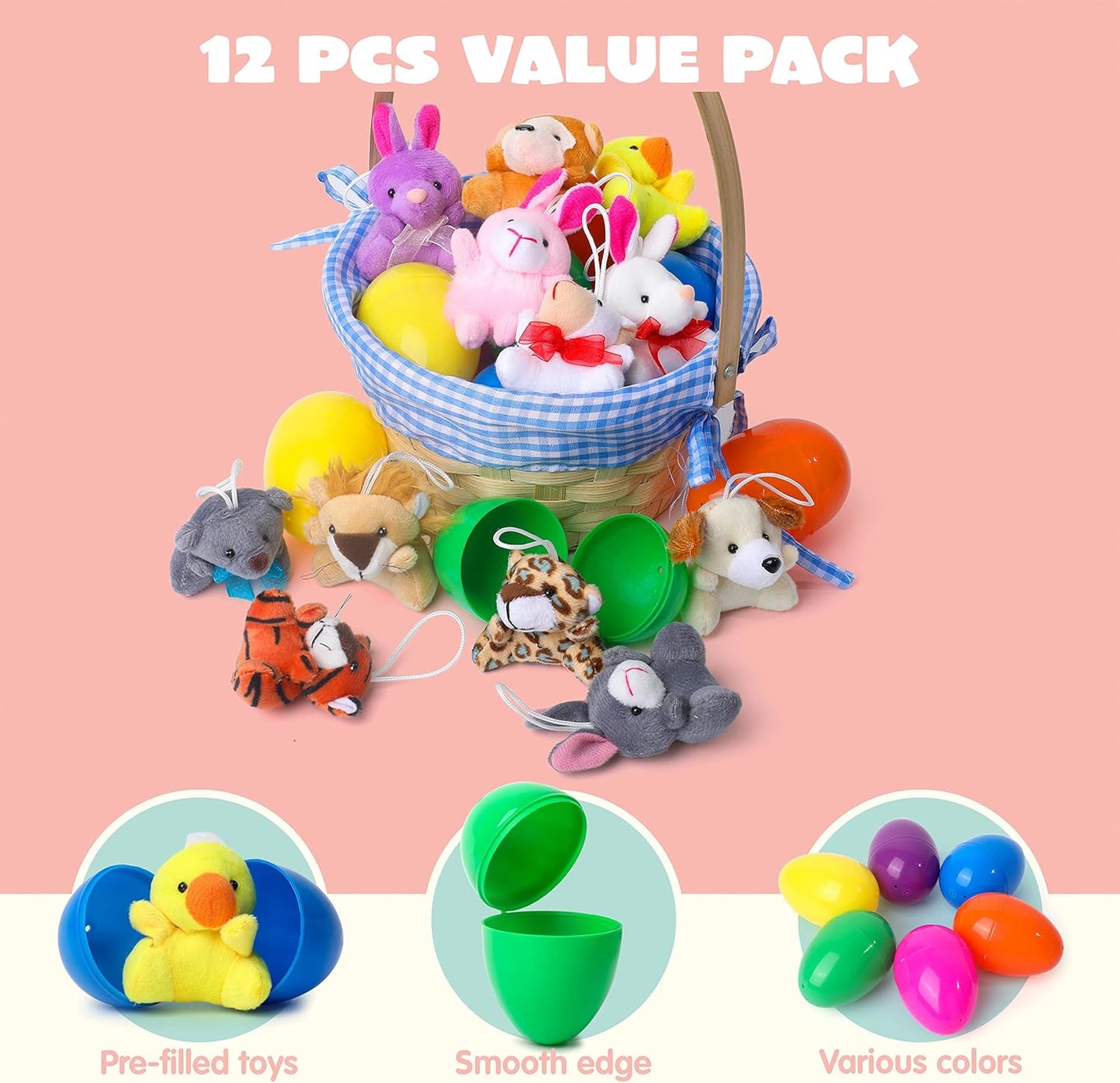 🐰SCONTO DEL 60% ORA! 🥚 Uova di Pasqua pre-riempite con peluche all'interno – Morbide e colorate, perfette per la caccia alle uova 🐣
