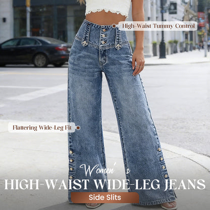 🔈🔈 NUOVI ARRIVI 2026 - BEST SELLER🔥👖 Jeans a vita alta e gamba larga: facili da indossare! Gli spacchi laterali lasciano passare l'aria, mantenendoti fresca. 🌸