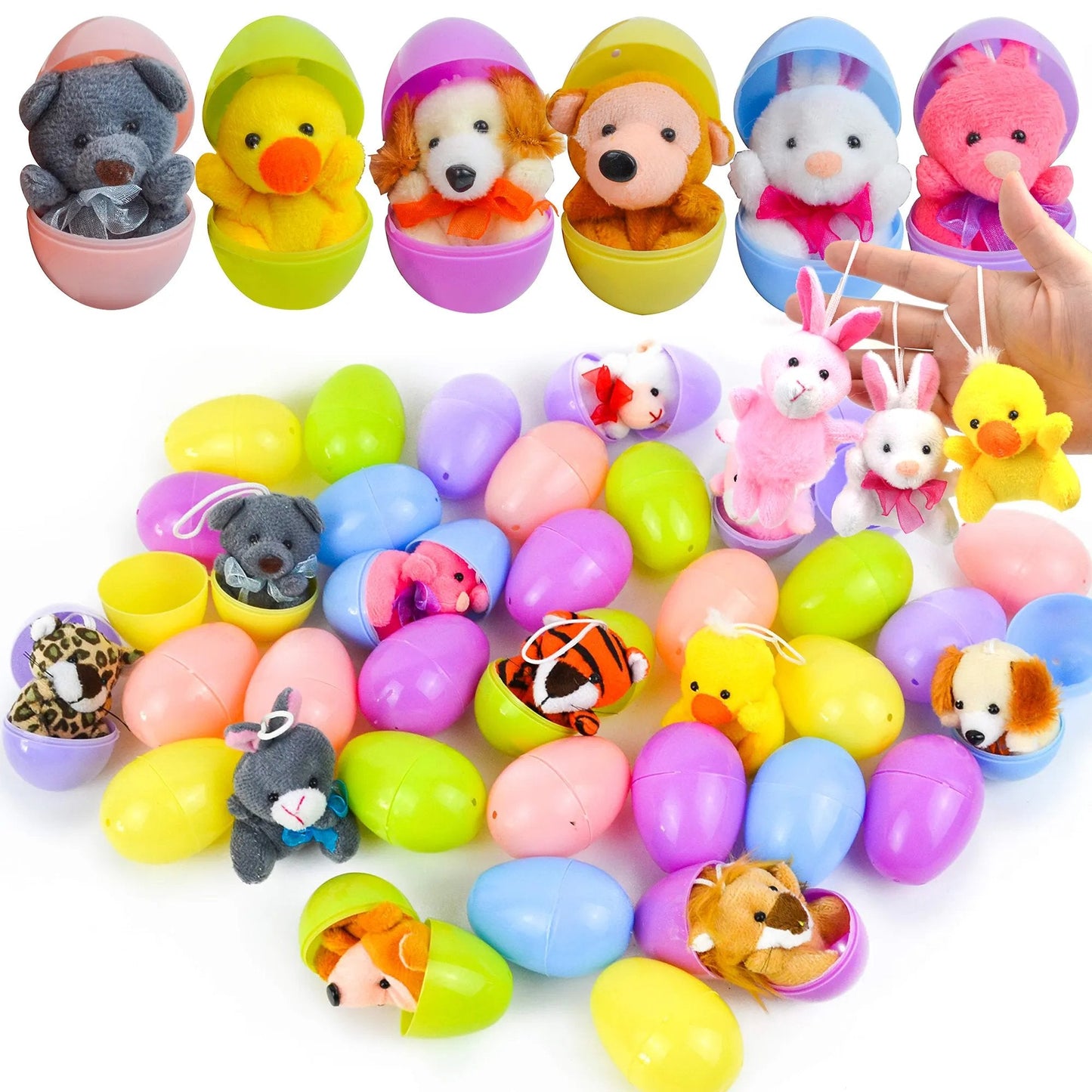 🐰SCONTO DEL 60% ORA! 🥚 Uova di Pasqua pre-riempite con peluche all'interno – Morbide e colorate, perfette per la caccia alle uova 🐣