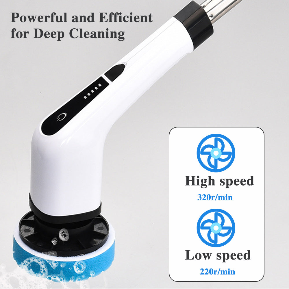 🧽50% DI SCONTO⚡ Spazzola elettrica rotante | 7 testine · 300 giri/min · Impermeabile IPX5 · Batteria a lunga durata da 2500 mAh · Rende le faccende domestiche un gioco da ragazzi
