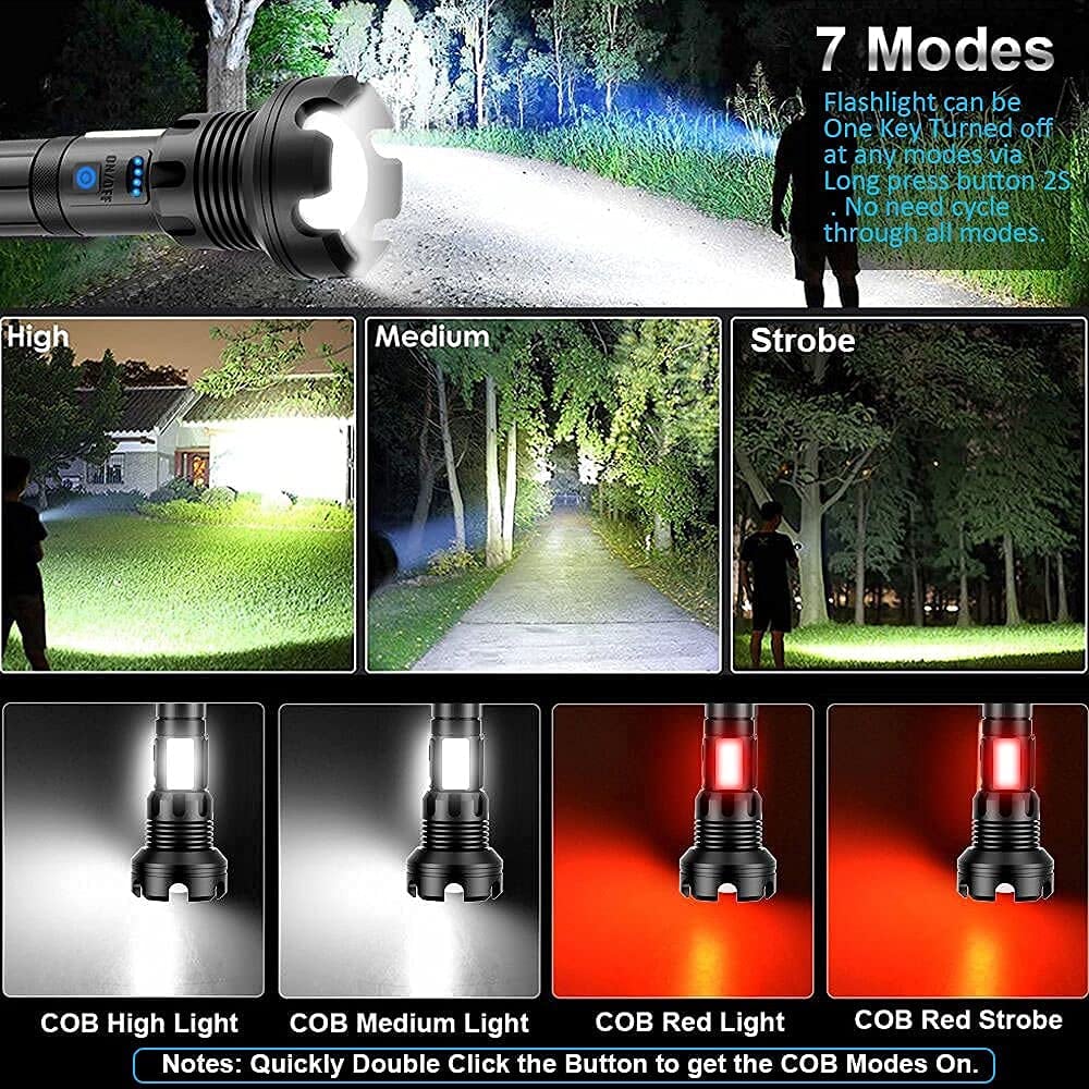 🔦 SCONTO DEL 60%! 🎉 Torcia ricaricabile da 90000 lumen: luminosità estrema, impermeabile e batteria a lunga durata 📦