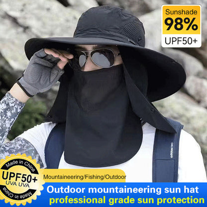 Cappello da sole professionale per attività all'aperto 🛡️ UPF50+ a tesa larga + maschera per il viso, design traspirante, protezione dal sole e dagli insetti, la scelta ideale per le escursioni estive 🥾
