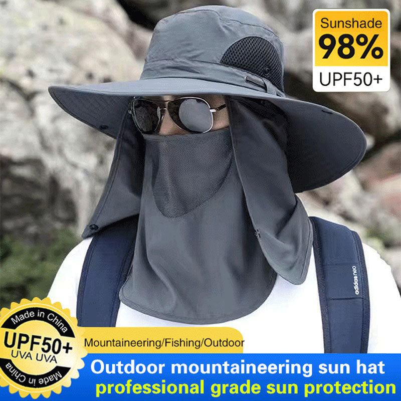 Cappello da sole professionale per attività all'aperto 🛡️ UPF50+ a tesa larga + maschera per il viso, design traspirante, protezione dal sole e dagli insetti, la scelta ideale per le escursioni estive 🥾